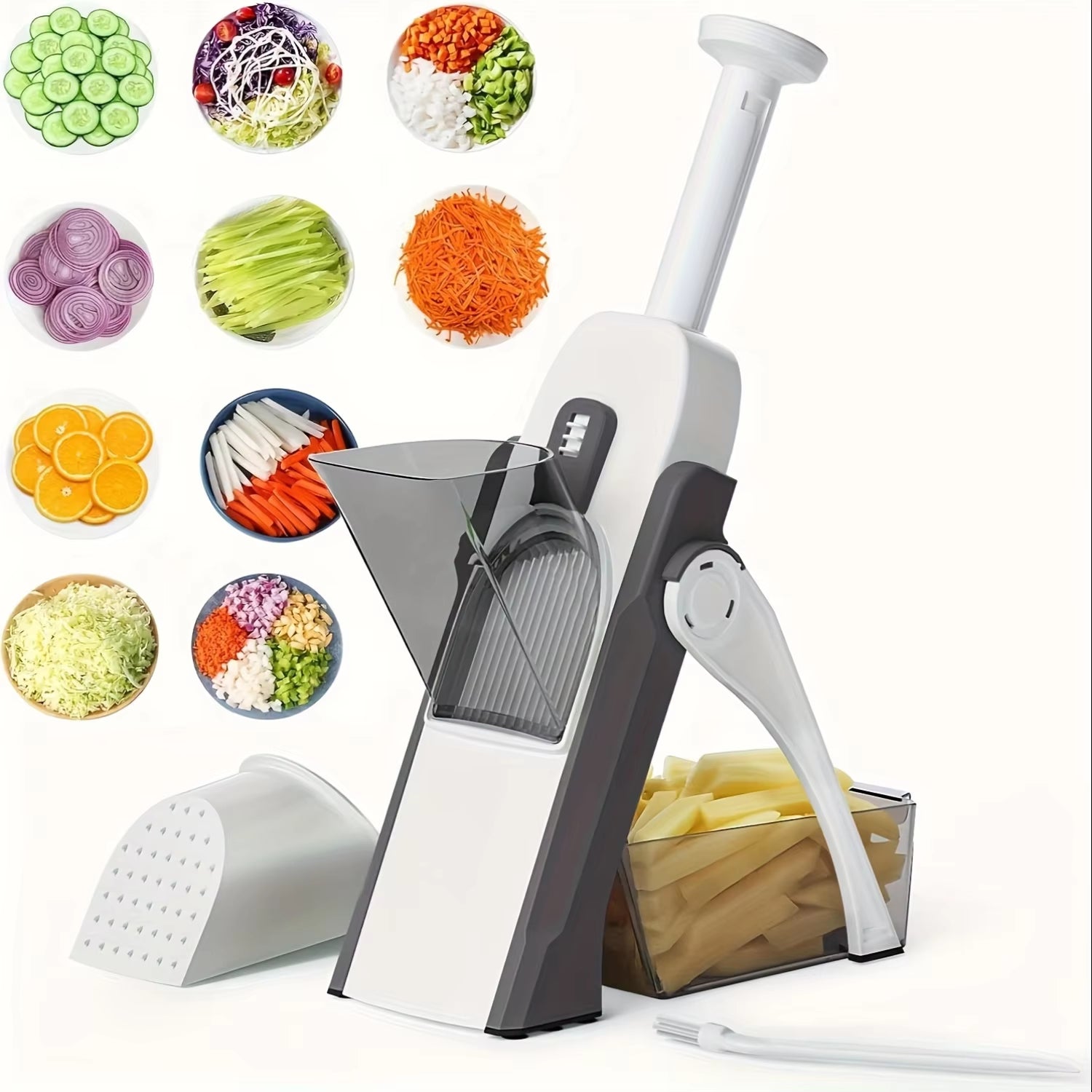 2 Pack 5 in 1 Vegetable Chopper Food Potato Cutter, Strips Julienne Dicer Adjustable Thickness 0.1-8 Mm Chopping Artifact Fast